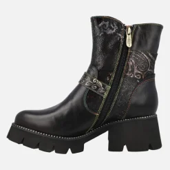 Botines negros con piso track y estampados Omio 03 Noir
