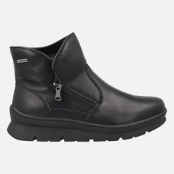 Botines negros de piel con cremallera exterior y sistema Waterproof