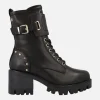 Botines negros de piel con cordones y piso track