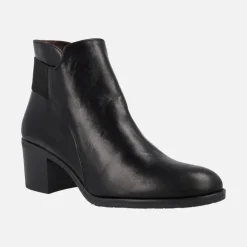 Botines negros de piel con tacón y elástico trasero