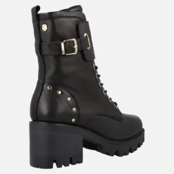 Botines negros de piel con cordones y piso track