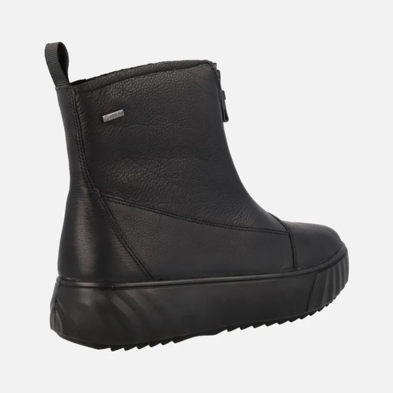 Botines negros de piel con cremallera frontal y membrana Gore-tex para mujer
