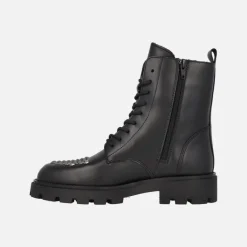 Botines negros de piel con cordones y tachas en la puntera Agnes