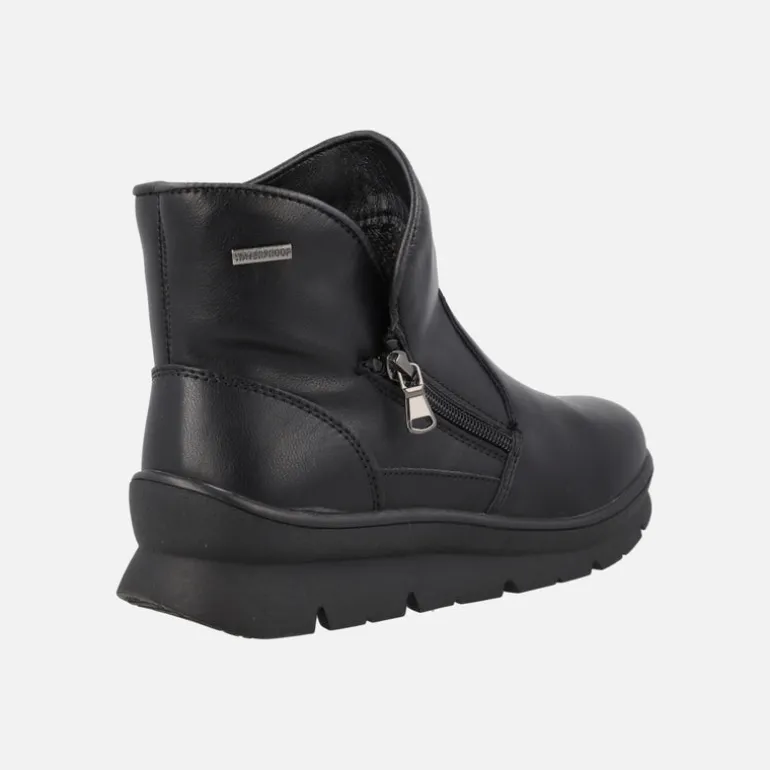 Botines negros de piel con cremallera exterior y sistema Waterproof