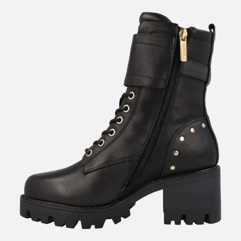 Botines negros de piel con cordones y piso track