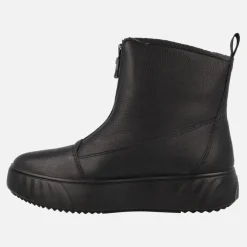 Botines negros de piel con cremallera frontal y membrana Gore-tex para mujer