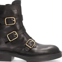 Botines negros de piel Vogue con triple hebilla