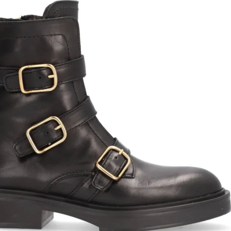 Botines negros de piel Vogue con triple hebilla