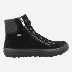 Botines negros de serraje con cordones y membrana Gore-tex