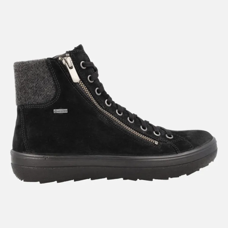 Botines negros de serraje con cordones y membrana Gore-tex