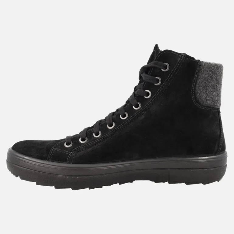 Botines negros de serraje con cordones y membrana Gore-tex