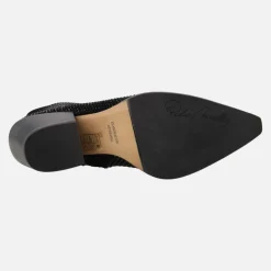Botines negros en tejido elástico con cobertura de strass