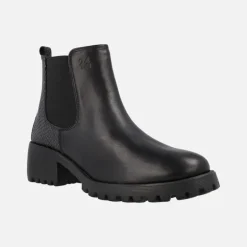 Botines negros multi material con elástico y cremallera