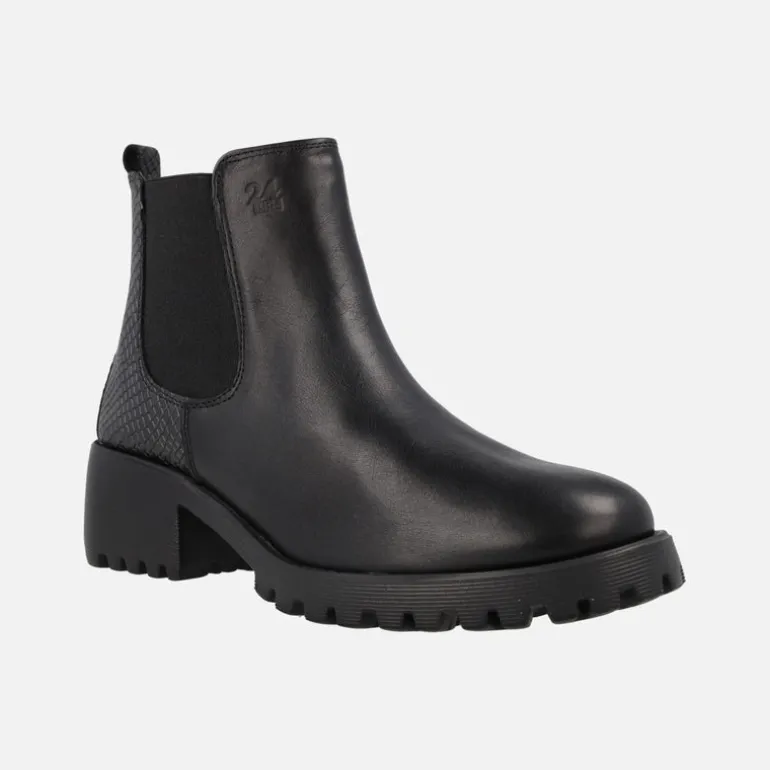 Botines negros multi material con elástico y cremallera