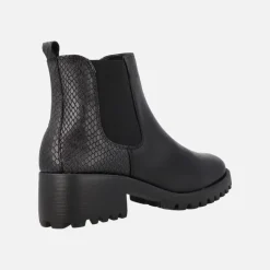 Botines negros multi material con elástico y cremallera