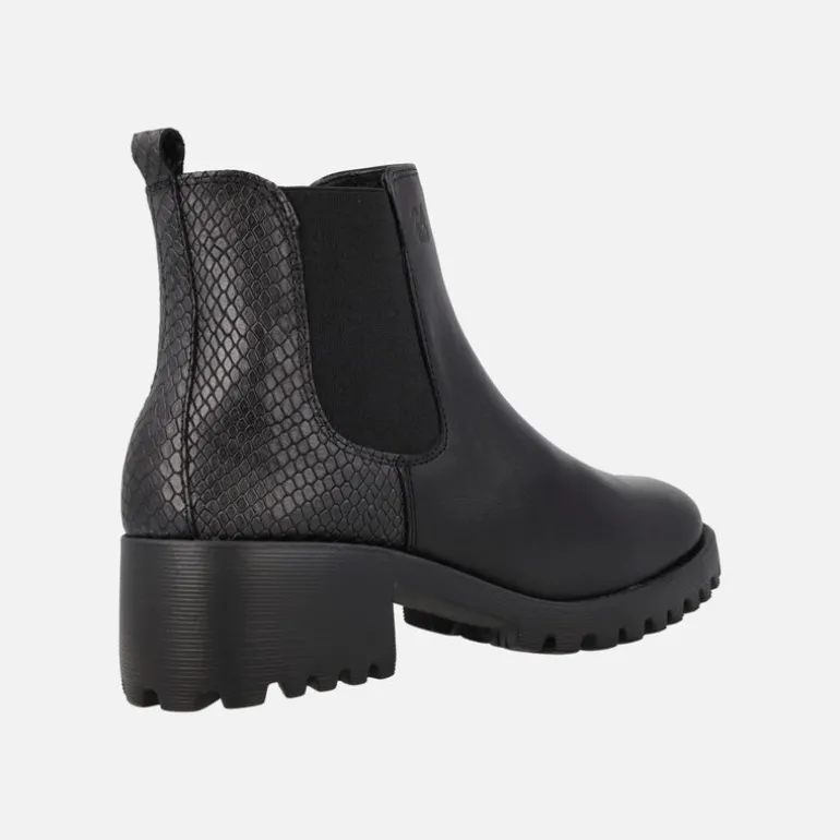 Botines negros multi material con elástico y cremallera