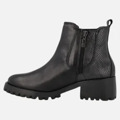 Botines negros multi material con elástico y cremallera