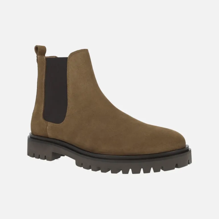 Botines para hombre estilo chelsea en serraje color cuero