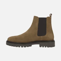 Botines para hombre estilo chelsea en serraje color cuero