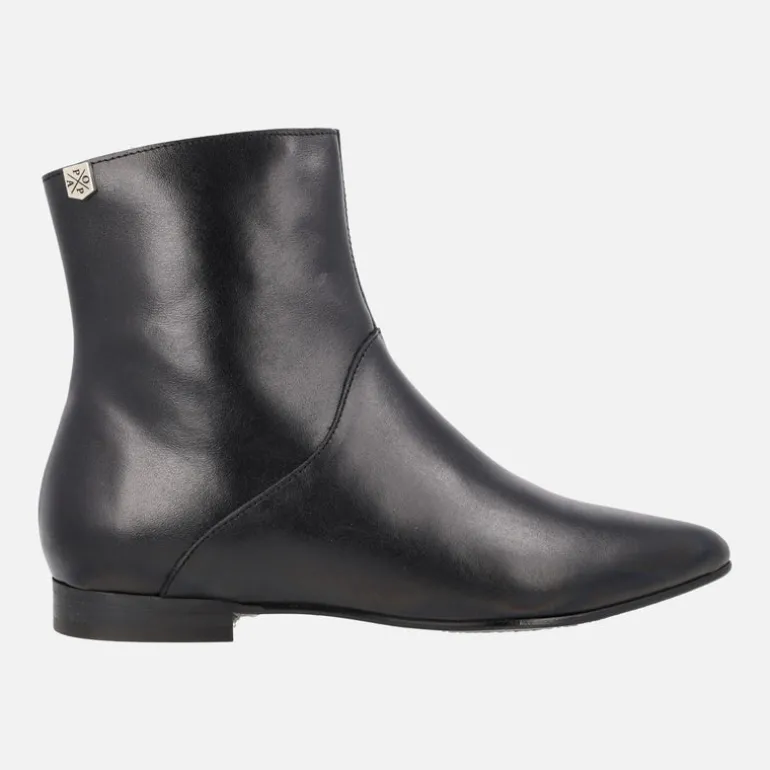 Botines planos negros de piel Elisa
