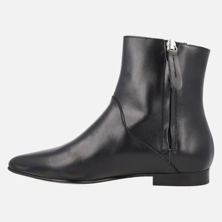 Botines planos negros de piel Elisa
