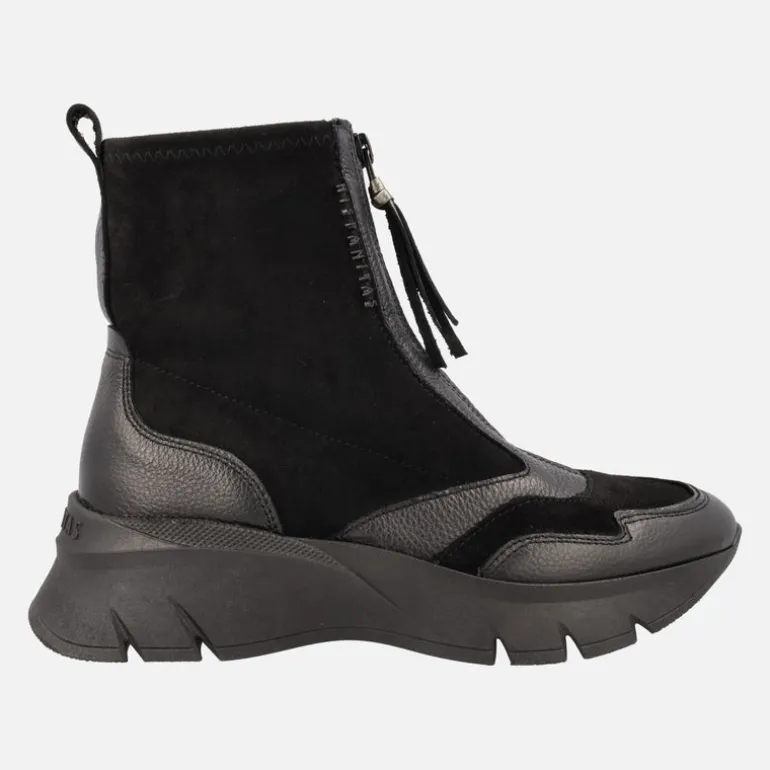 Botines sport Hispanitas Helsinki negros con cremallera frontal