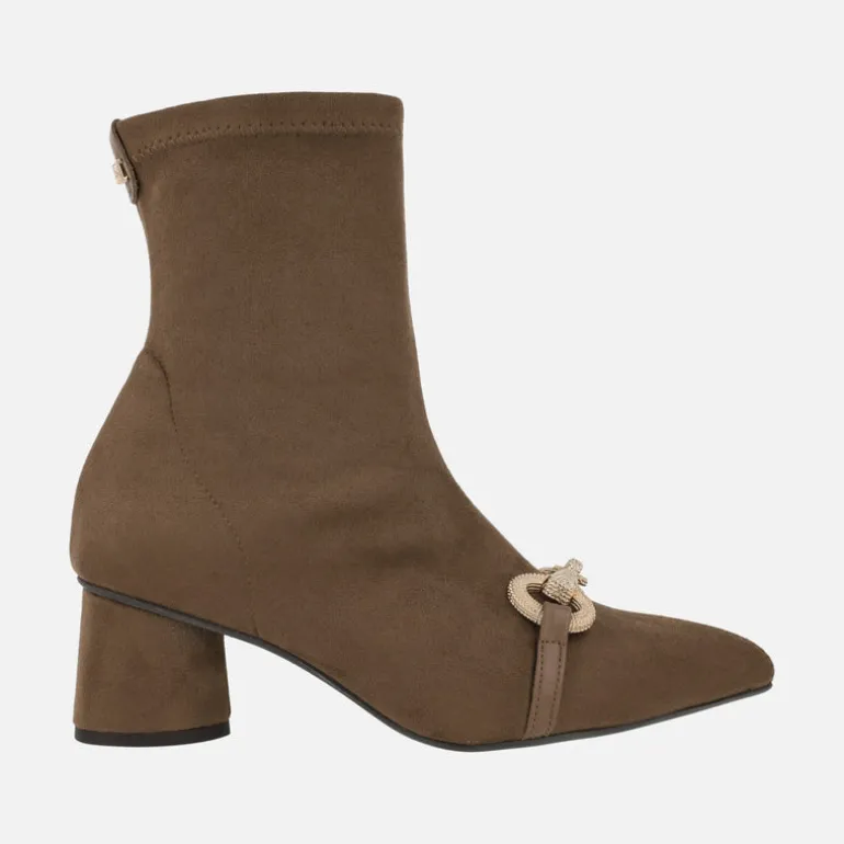 Botines Tula en tejido elástico con tacón y adorno metálico