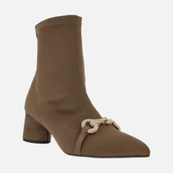 Botines Tula en tejido elástico con tacón y adorno metálico