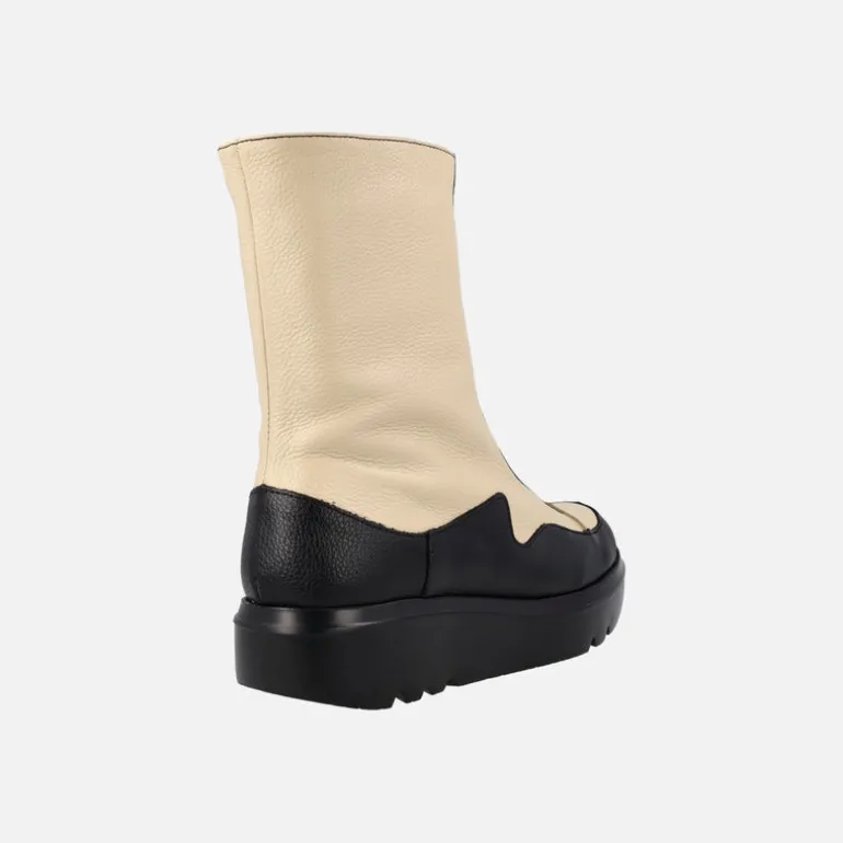 Botines Wonders en combinado negro y crema con cremallera frontal