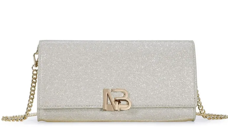 Cartera rectangular en tejido brillo cava Estoril