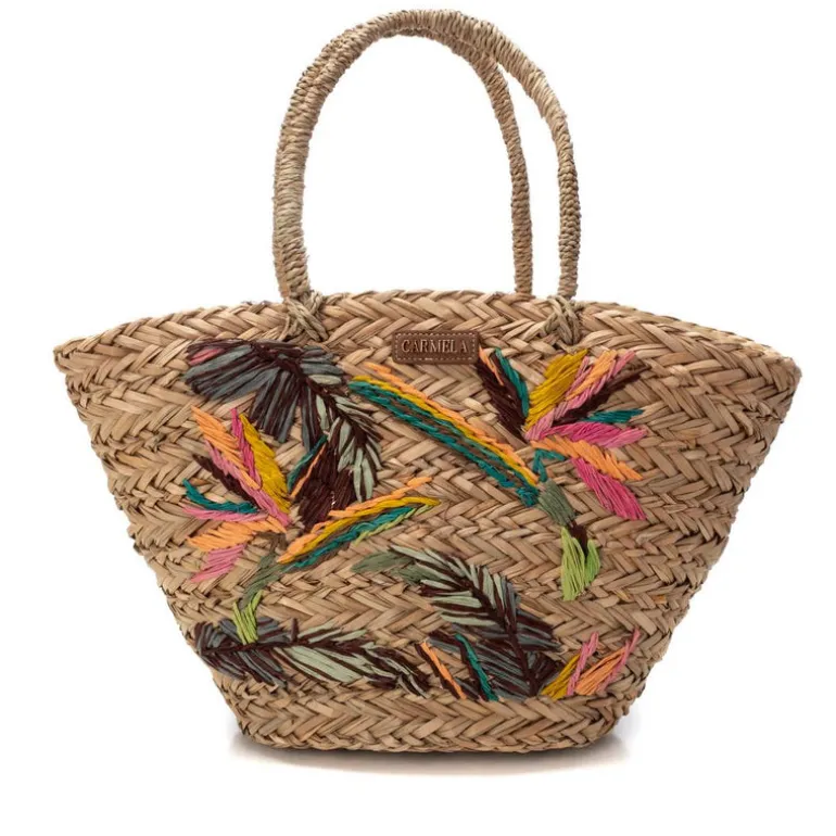Cestos de rafia Carmela con detalles florales multicolor