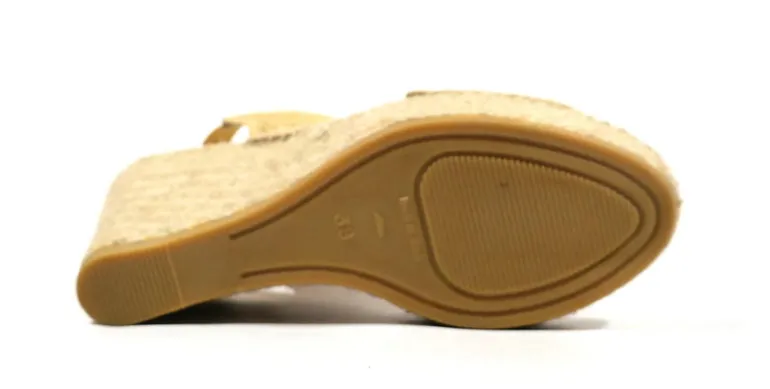 Cuñas altas de esparto para mujer con dos tiras de rafia