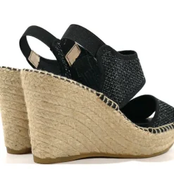 Cuñas altas de esparto para mujer con dos tiras de rafia