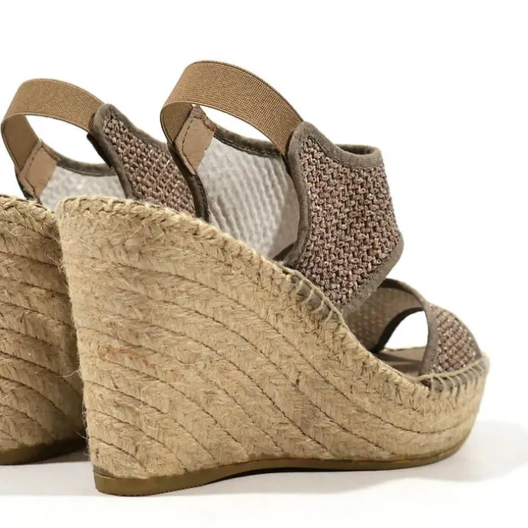 Cuñas altas de esparto para mujer con dos tiras de rafia