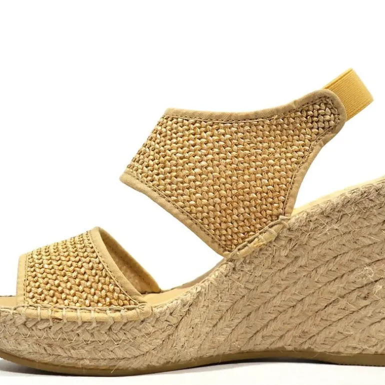 Cuñas altas de esparto para mujer con dos tiras de rafia
