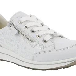 Deportivas blancas para mujer con letras plateadas