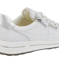 Deportivas blancas para mujer con letras plateadas
