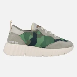 Deportivas Concordia en tejido camuflaje verde