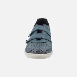 Deportivas confort para mujer en combinado azul con cierre de velcros
