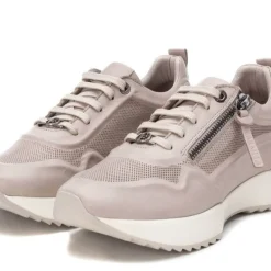 Deportivas de piel para mujer con cordones y cremallera lateral