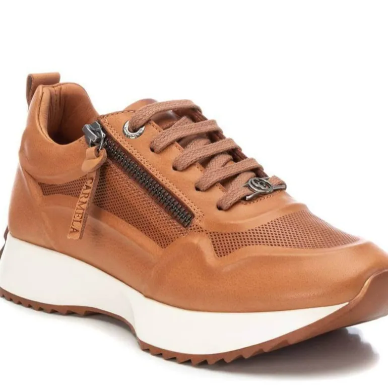 Deportivas de piel para mujer con cordones y cremallera lateral