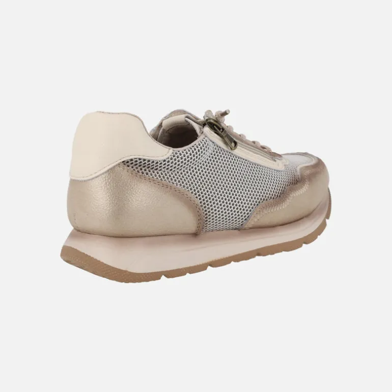 Deportivas de piel y rejilla con cordones y cremallera