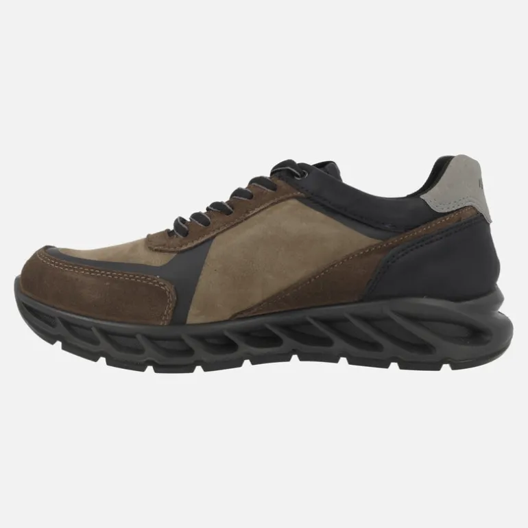Deportivas multi material en combinado marrón con membrana Gore-tex