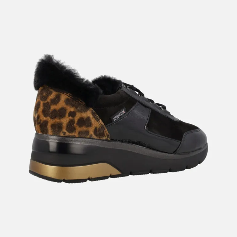 Deportivas negras con detalles en print leopardo Estella Black