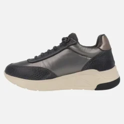 Deportivas para mujer en combinado gris con cordones elásticos