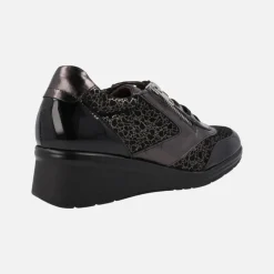 Deportivos con cordones y cremallera en combinado negro