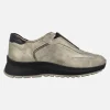 Deportivos confort en beige metalizado y negro con detalles de strass