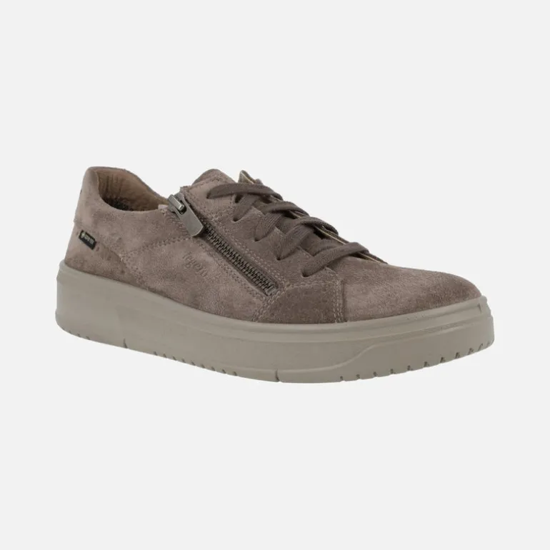 Deportivos de cordones en serraje taupe con membrana Gore-tex