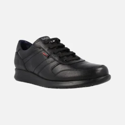 Deportivos de piel negra con cordones para hombre