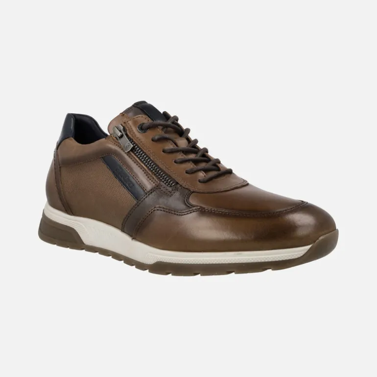 Deportivos de piel para hombre con cordones y cremallera lateral